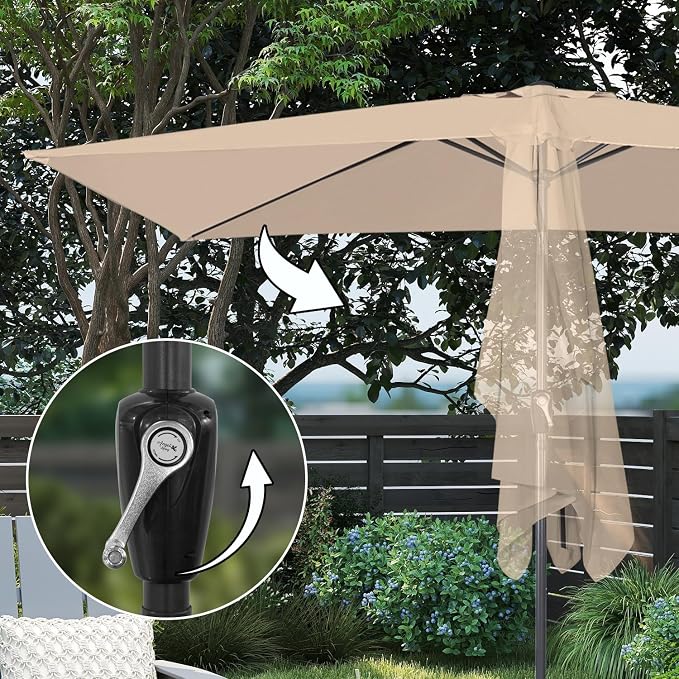 Parasol rectangulaire Angel Living - 200 x 300 cm - Inclinable - Beige