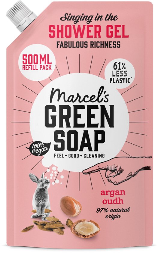 Recharge de gel douche Marcel's Green Soap à l'argan et à l'oud, 500 ml
