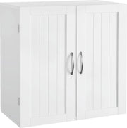 Yaheetech Meuble mural avec 2 portes - avec étagères réglables en hauteur, ferrures métalliques et surface lisse - pour salle de bains, cuisine et chambre - MDF blanc E1 - 59,5 x 31 x 59,5 cm