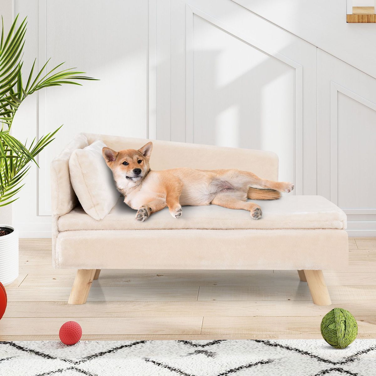 Canapé pour animaux de compagnie Coast - modèle surélevé - pour chiens et chats de petite et moyenne taille - blanc