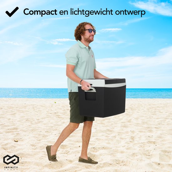 Infinity Goods Glacière électrique - 40L - Glacière - 12V et 230V - Frigobox - Refroidissement et chauffage - Noir