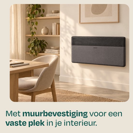 Radiateur électrique de luxe VONROC – Panneau en tissu – Onduleur – 2 500 W – 30 m² – Noir – Wi-Fi