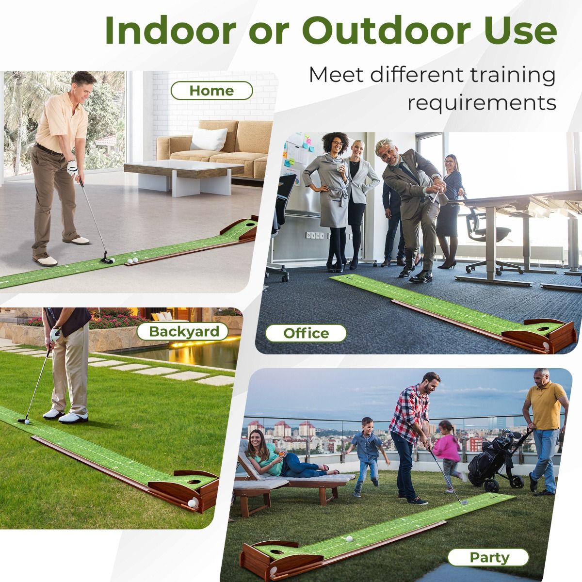 Coast Golf Practice Mat - Retour automatique de la balle - 3 balles de golf incluses - 277 x 29 x 15 cm