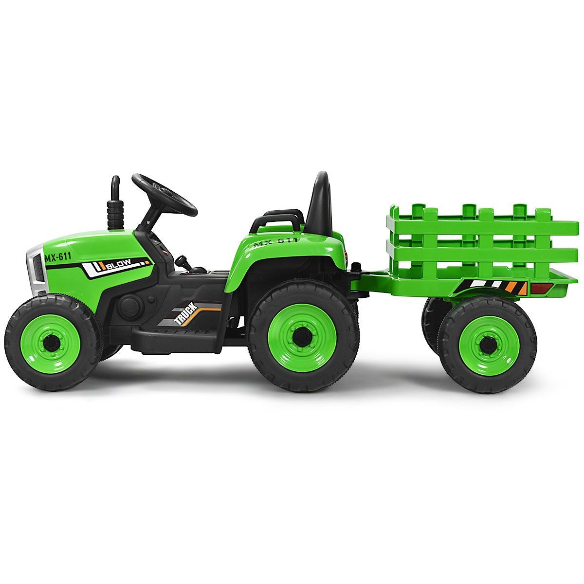 Tracteur pour enfants Coast avec remorque - 3 vitesses 12V - Vert