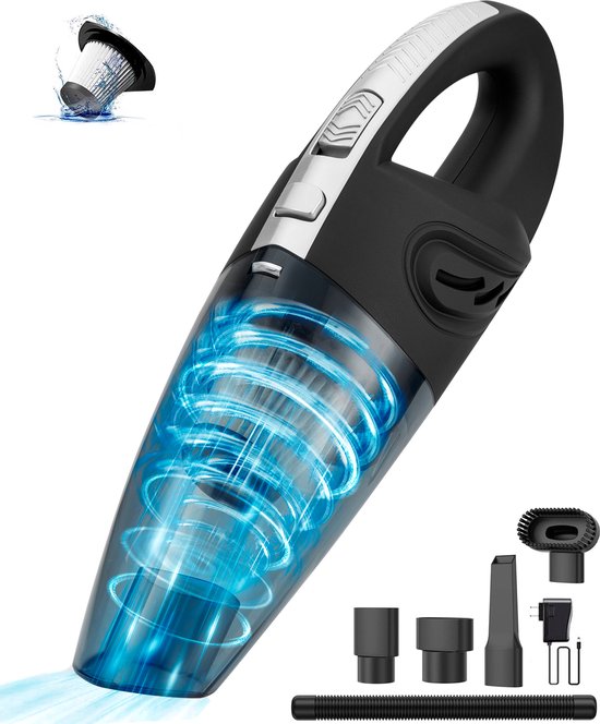 Aspirateur à main Turbo-7 - VAIVE - Aspirateur sans fil - Accessoires inclus - Noir / Gris