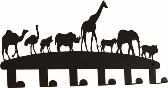 Porte-manteau nursery jungle safari animaux - porte-manteau mural 6 crochets nursery