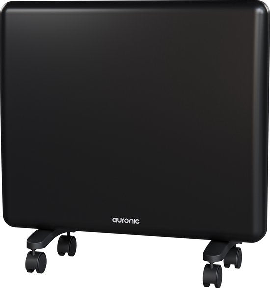 Auronic Convector Heater - 1000W - Chauffage électrique - 3 niveaux - Panneau métallique - Freestanding - Roues - Noir