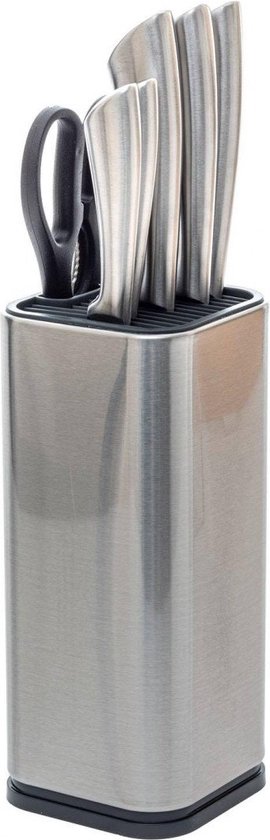 Bloc à couteaux en acier inoxydable, 5 couteaux + ciseaux | Set de couteaux en acier inoxydable, 6 pièces