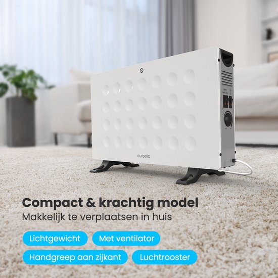 Auronic Radiateur à convection - 2000W - Ventilateur intégré - Chauffage électrique - Avec thermostat - Chauffage - Blanc