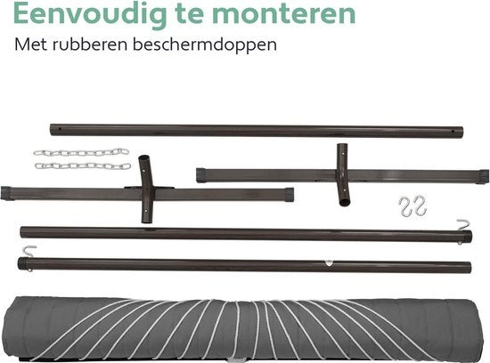 Hamac - Vita5 - Avec support et poteau d'écartement - 2 personnes - Coussin amovible - Résistant aux intempéries - Gris foncé