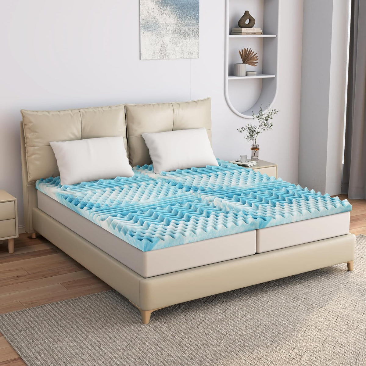 EGO HOME Surmatelas 180 x 200 cm - 5 cm d'épaisseur - Surmatelas en mousse à 7 zones - Certifié CertiPUR-EU
