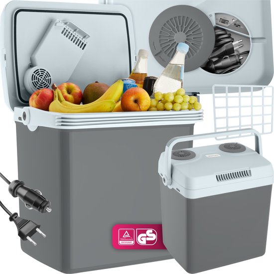 tectake® - Glacière électrique de 25 l - Fonction de refroidissement et de réchauffement - Sac glacière électrique silencieux - Pour voiture ou prise de courant - Mini réfrigérateur pour camping, boissons - Thermobox avec puissance - Mode Eco