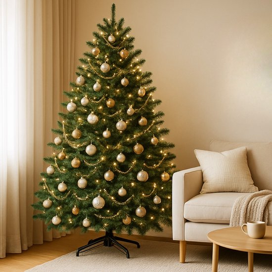 Arbre de Noël artificiel Arti Casa 210 cm - Sapin de Noël avec support - Arbre de Noël en plastique - Décoration de Noël d'intérieur - Vert