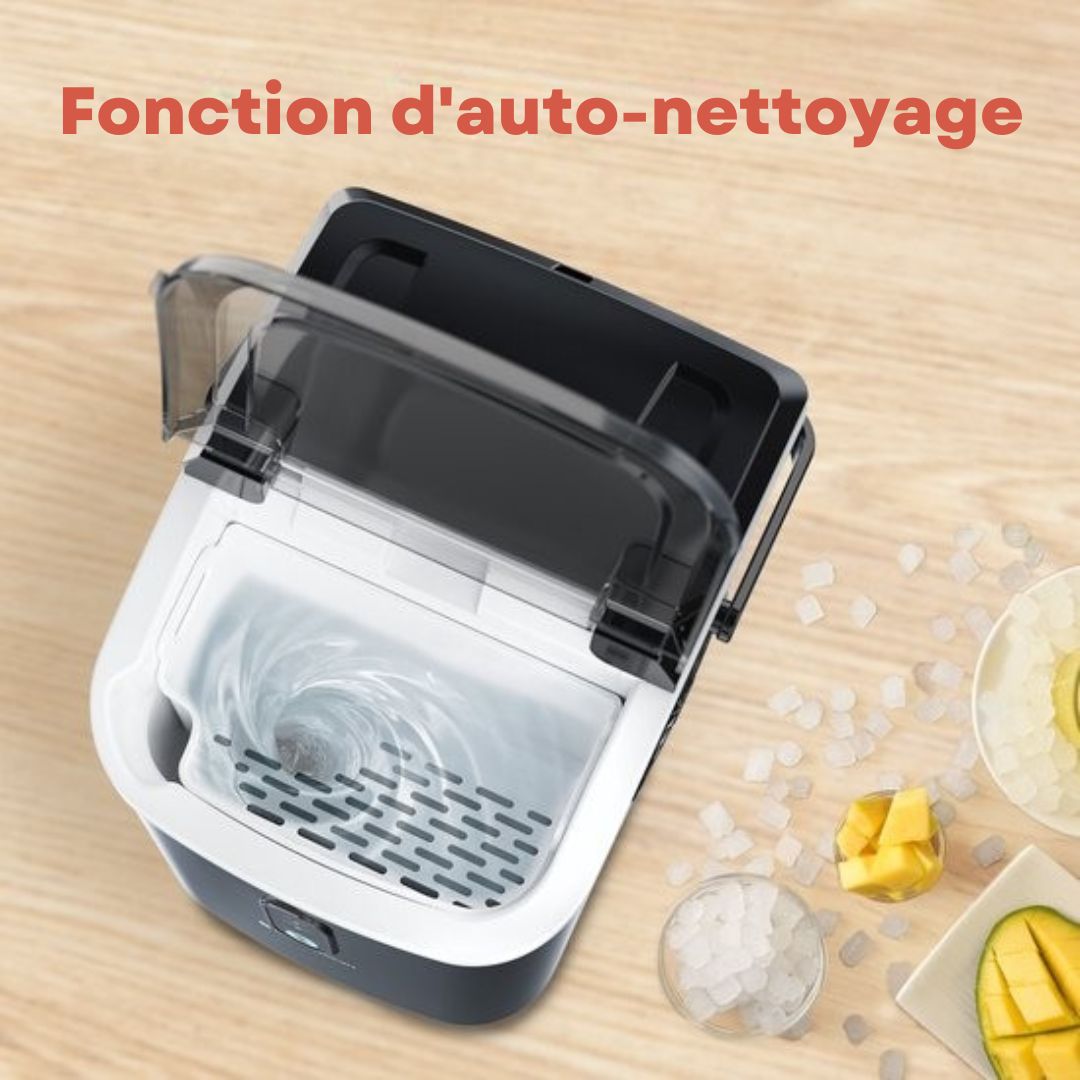 Machine à glace pilée - KitchenBrothers - avec pelle à glace - 1.1L - Portable - 15kg/24 heures - Noir