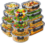 Savoré Kitchen Preserving Trays Set - Meal Prep Trays - Freezer Trays Glass - Airtight - 12 Pieces