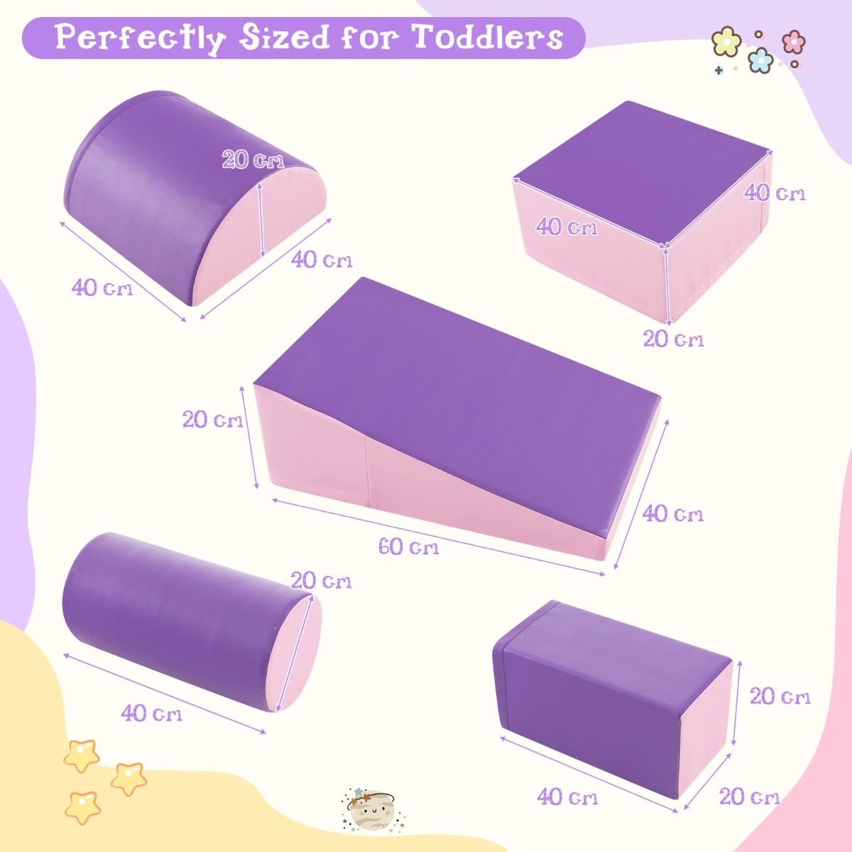 Coast 5-Piece Climbing Set for Kids - Soft Foam Blocks - Purple (en anglais)