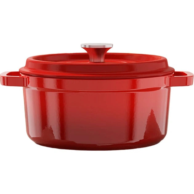 COOKER KING Marmite et casserole en fonte émaillée 24 cm – Rouge chinois – Fonte et émail
