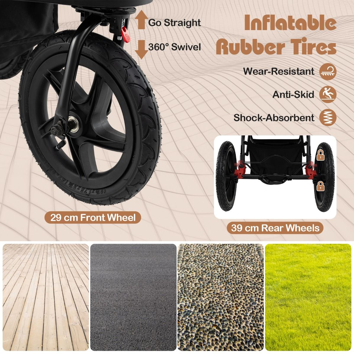 Poussette de jogging Coast - Poussette pliable - Capote réglable - Siège inclinable - Noir