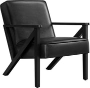 Fauteuil de salon vintage Yaheetech / Fauteuil à pieds en Z 78 x 67 x 79,5 cm – Noir mat – Simili cuir PU et bois de caoutchouc