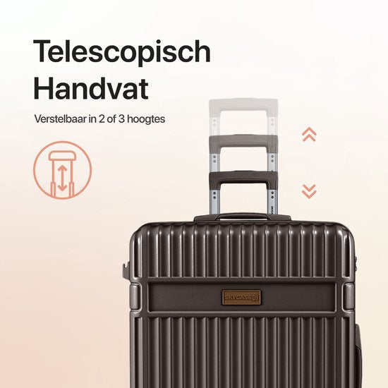 SKYCASES Valise de voyage à coffre - Classic Heritage - Valise extra-large - 110L - Serrure TSA - Trolley léger - 78x44x36 cm - Valise à roulettes à coffre - Roues pivotantes - Marron