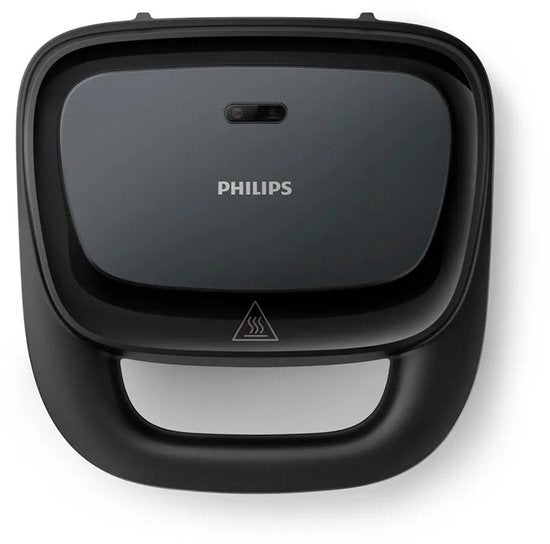 Appareil à croque-monsieur Philips HD2330/90 - 750 W - Revêtement antiadhésif - Système de rangement du cordon d'alimentation - Rangement vertical - Système Easy Lock - Noir