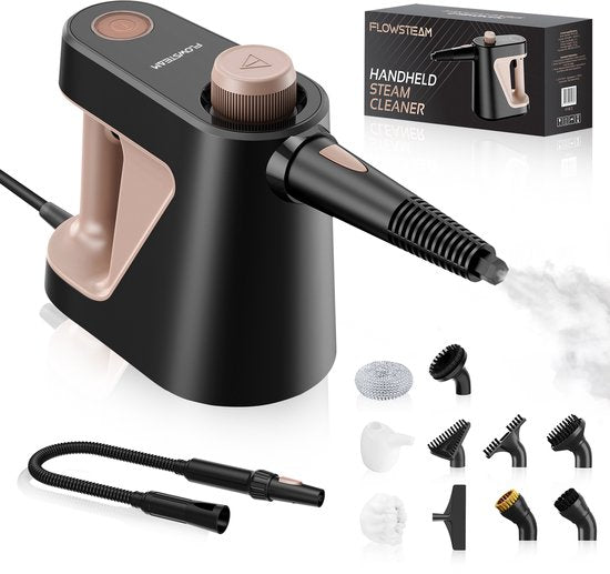 Nettoyeur vapeur à main FLOWSTEAM® Compact 12-en-1 - 4 bars et 110 °C - Nettoyeur vapeur – Détachant - Nettoyeur vapeur à main - Pour la salle de bains, la cuisine, les canapés et les meubles