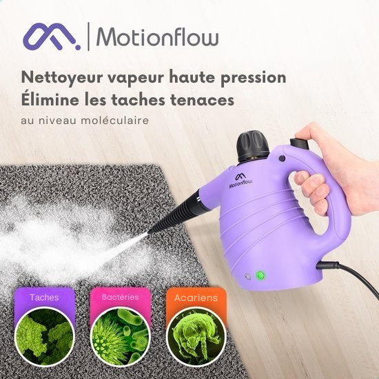 MotionFlow - Nettoyeur vapeur portatif - 12-en-1 - Multifonction - 1150 W - 450 ML  - Violet