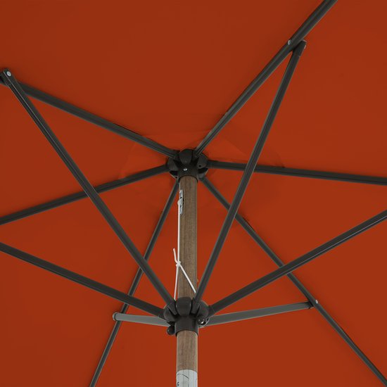 Parasol AXI Noor à tige Ø 300 cm, aspect chêne/terracotta – Armature thermolaquée – Inclinable