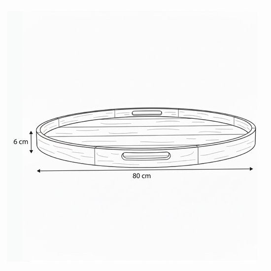 Plateau AXI Dewi en teck Ø 80 cm – Plateau rond – Teck – Pour verres et décoration de table – Pour l'intérieur et l'extérieur