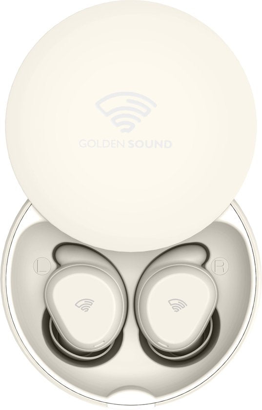 Bouchons d'oreille Golden Sound pour dormir - Écouteurs sans fil - Écouteurs sans fil - Sleep Plugs - Réduction active du bruit 24 dB - Bouchons d'oreille pour dormir - Compatibles avec tous les ordinateurs portables et smartphones - Blanc