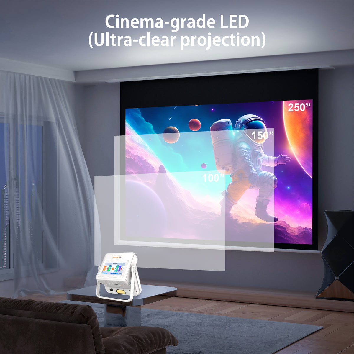 Projecteur d'extérieur XBJ avec tablette tactile - Écran géant de 300 pouces pour home cinéma