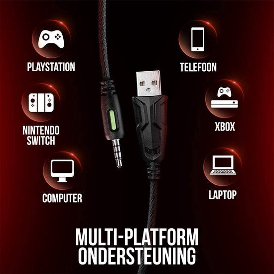 Casque de jeu Strex avec microphone rouge - PC + PS4 + PS5 + Xbox One + Xbox Series