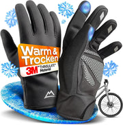 Gants de vélo d'hiver Nextcover ThermoShield 2.0 – Imperméables et coupe-vent – Compatibles avec les écrans tactiles – Noirs – Taille M
