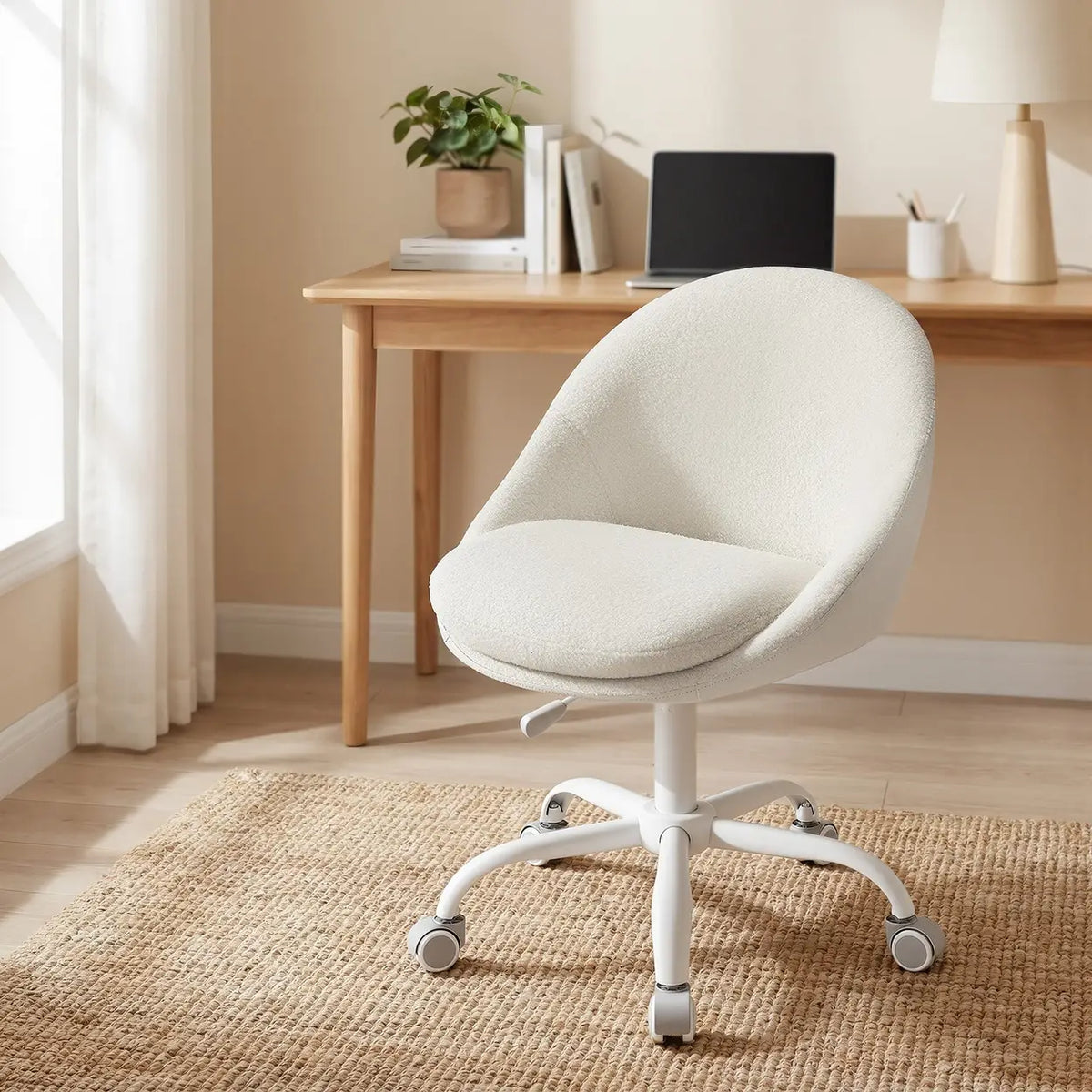 Chaise de bureau JOYFURNOS Sherpa - Réglable en hauteur - Beige/Blanc