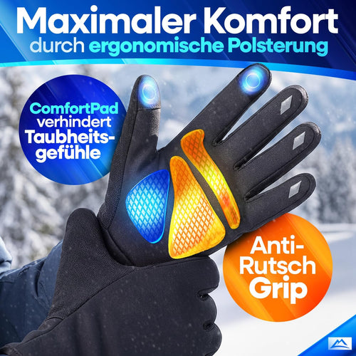 Gants de vélo d'hiver Nextcover ThermoShield 2.0 – Imperméables et coupe-vent – Compatibles avec les écrans tactiles – Noirs – Taille M