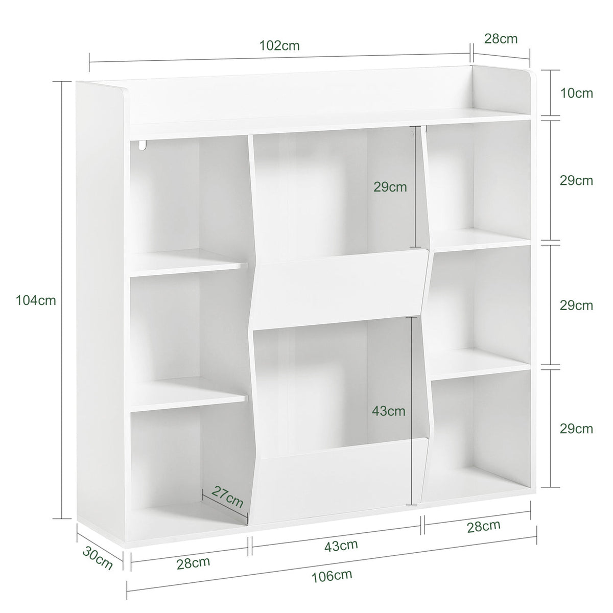 SoBuy KMB55-W Bibliothèque pour enfants - MDF - 106 x 30 x 104 cm - Blanc