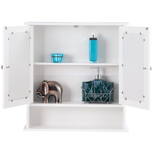 Coast Armoire de toilette avec miroir et étagère - 58,5 x 56,5 x 13,5 cm - Blanc