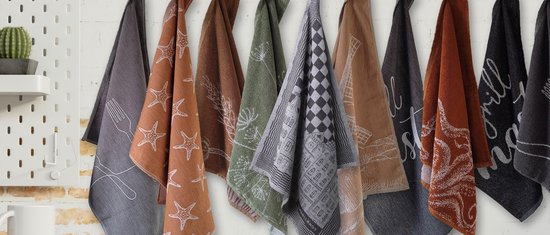 Lot de 6 torchons de cuisine DoubleDry Luxe - 50 x 50 cm - 100 % coton - Très absorbants et résistants - Pissenlit, vert