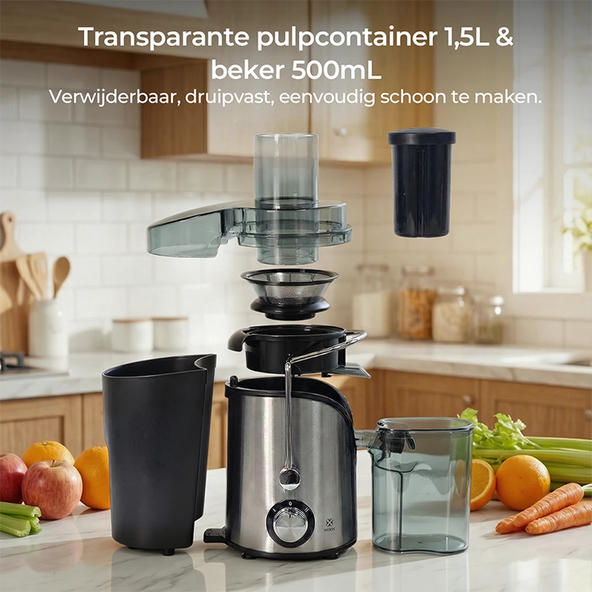 Centrifugeuse WOOX - 600 W - Large ouverture de remplissage - Noir