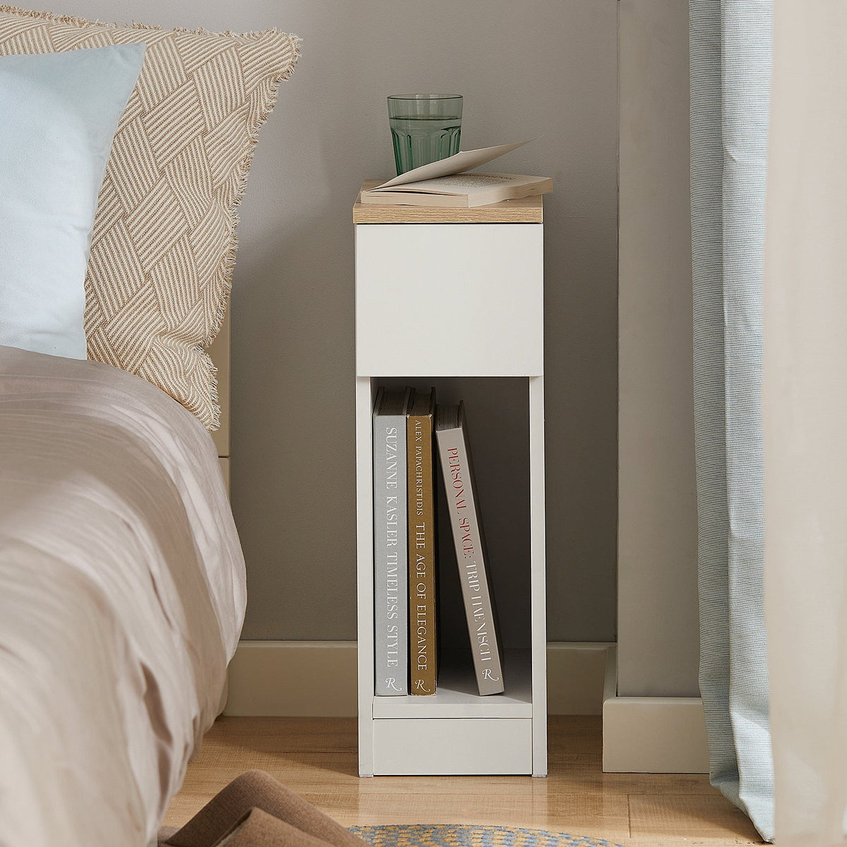 Table de chevet - SoBuy - 1 tiroir + espace ouvert - 20x35x60 - Blanc
