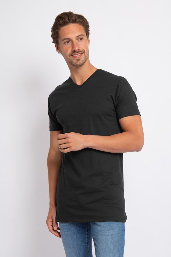 T-shirt Alan Red Vermont - extra long - col en V - noir