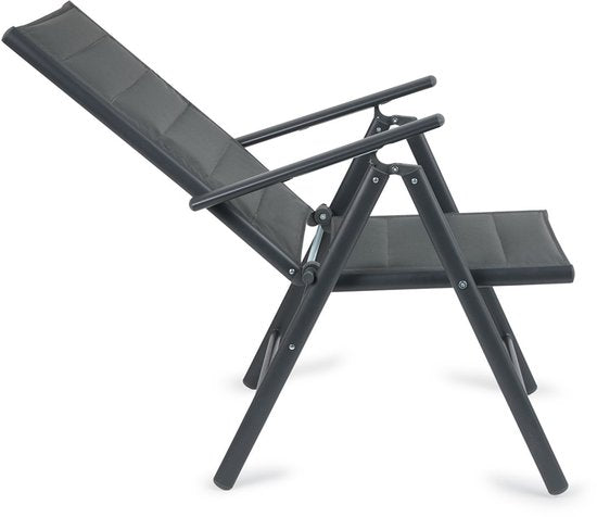909 OUTDOOR Ensemble de 2 chaises de jardin rembourrées - Pliables - Réglables - Aluminium et polyester - 67 x 56 x 106 cm