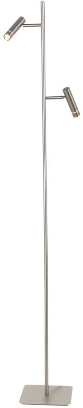 Lampadaire Volari 4711ST en acier, 2 lumières, avec LED « dim to warm » - idéal pour un usage intérieur, design moderne, hauteur 157 cm, base 21 x 21 cm, orientable et inclinable