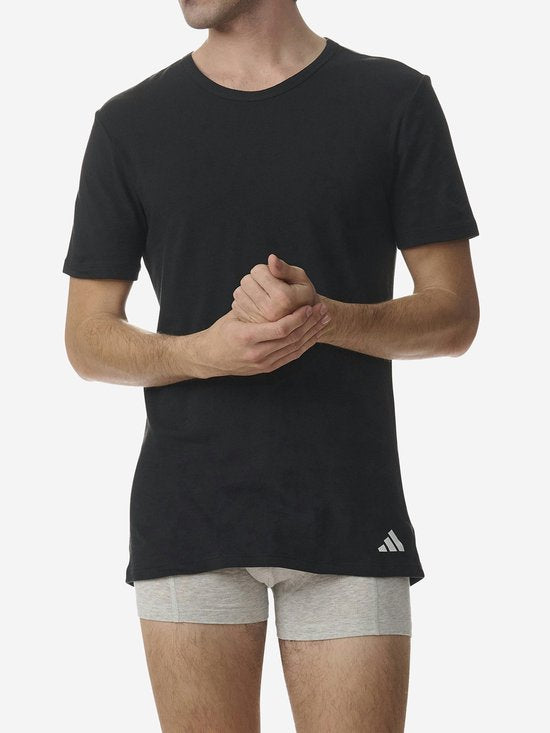 T-shirt à col rond adidas Sportswear, lot de 2 - Active Flex Cotton - Sous-vêtements pour hommes - 2 x noir