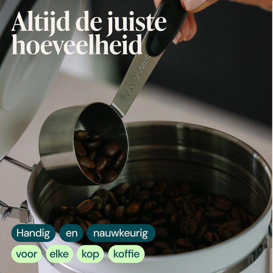 Boîte de conservation pour café Castagnola 1,8 L - Blanche - Boîte hermétique pour café avec valve à CO₂ et compteur de dates