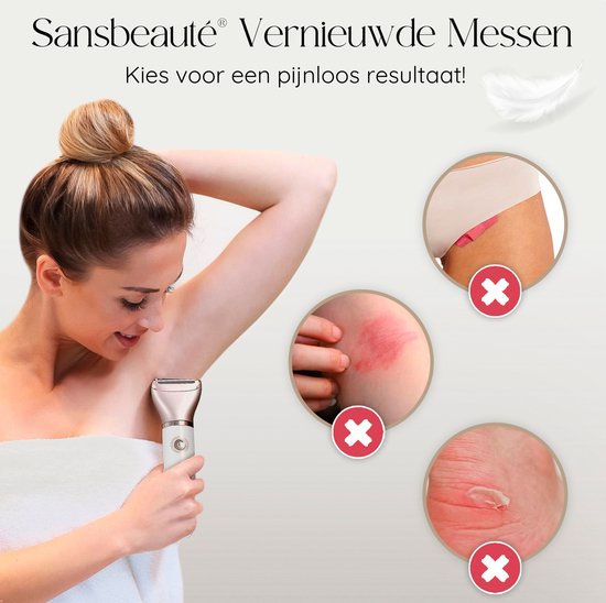 Rasoir féminin 2 en 1 + 2 têtes de rasage supplémentaires - Visage - Aisselles - Jambes - Maillot - Rasoir Femme - Epilateur électrique - Epilateur Femme - Tondeuse Femme - Zone intime Poils pubiens - Rasoir Féminin Bikini