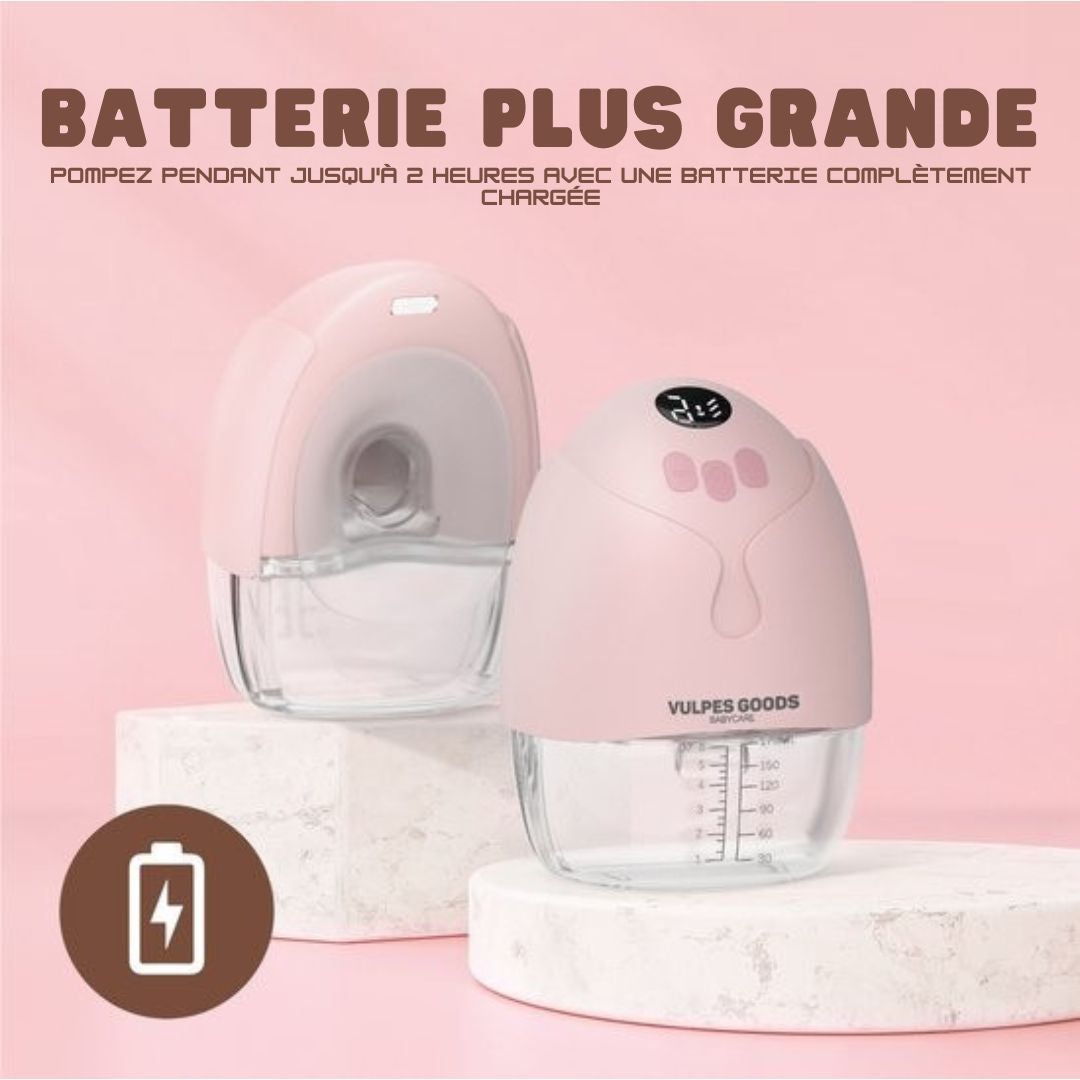 Tire-lait mains libres électrique sans fil - Vulpes Goods® BabyCare - Portable - 2 pièces - version MAX - rose