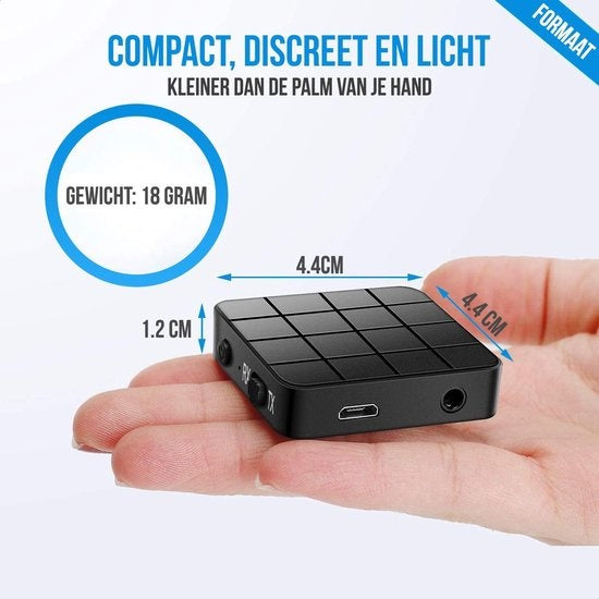 Adaptateur Bluetooth 2-en-1 – Strex – Émetteur + récepteur – Jack 3,5 mm – 200 mAh – Noir