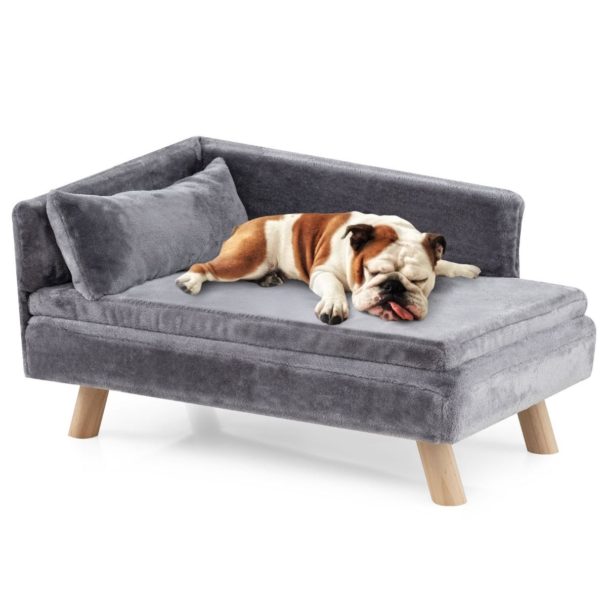 Canapé surélevé pour chien Coast - dossier semi-circulaire - coussin amovible - gris - 81 x 51 x 47 cm