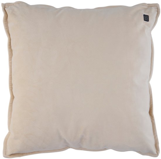 Coussin chauffant Alpina rechargeable avec batterie externe – Coussin chauffant électrique à 3 niveaux de chaleur – Coussin chauffant avec housse en polaire – 45 x 45 cm – Beige